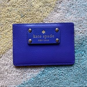Kate Spade Blue Beige Leather Slim Card Holder
